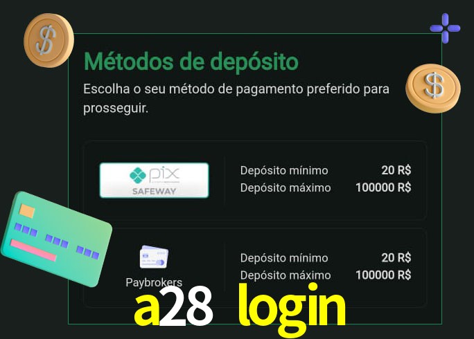 O cassino a28 login oferece uma grande variedade de métodos de pagamento